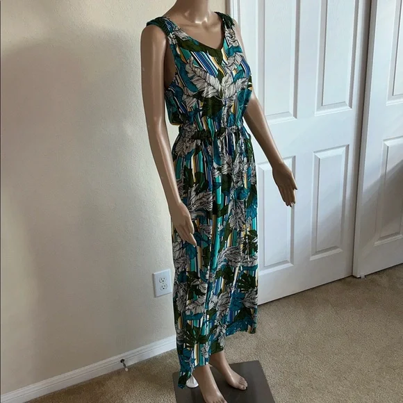 NWT Apt. 9 Striped Floral Maxi Dress - Green and Blue Size Small - Picture 3 of 15